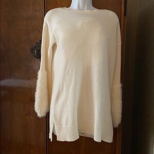 Anthropologie Cream Colma eye lash sleeve boat neck sweater